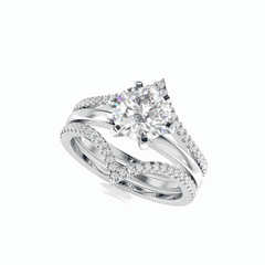 Anillo de diamantes cultivados en laboratorio de 18 quilates con corte brillante redondo de 1,90 TCW para mujer.