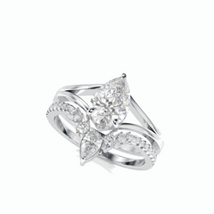 Anillo solitario de oro blanco con diamantes cultivados en laboratorio de talla triangular de 1,50 TCW para mujer