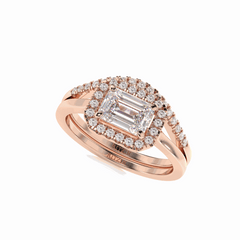 Anillo nupcial de diamantes esmeralda para mujer