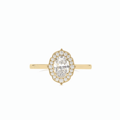 1.00 TCW Oval Cut Halo 18K Lab Grown Diamond Ring for Women