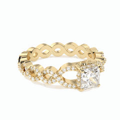 Anillo de diamantes cultivados en laboratorio de 18 quilates con corte princesa trenzado de 1,70 TCW para mujer