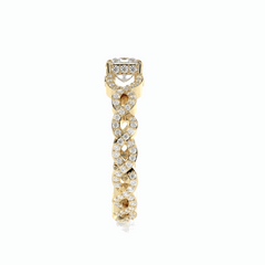 Anillo de diamantes cultivados en laboratorio de 18 quilates con corte princesa trenzado de 1,70 TCW para mujer