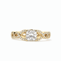 Anillo de diamantes cultivados en laboratorio de 18 quilates con corte princesa trenzado de 1,70 TCW para mujer