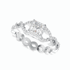 Anillo de diamantes cultivados en laboratorio de 18 quilates con corte princesa trenzado de 1,70 TCW para mujer