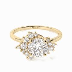 1.00 TCW Round Brilliant Cut Cluster 18K Lab Grown Diamond Ring for Women