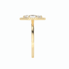 Anillo de diamantes cultivados en laboratorio de 18 quilates con halo de talla marquesa de 1,50 TCW para mujer