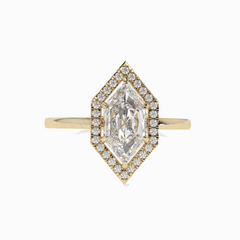 Anillo de diamantes cultivados en laboratorio de 18 quilates con halo de talla marquesa de 1,50 TCW para mujer