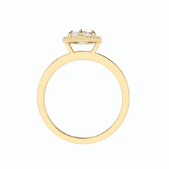 Anillo de diamantes cultivados en laboratorio de 18 quilates con halo de talla marquesa de 1,50 TCW para mujer
