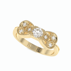 Anillo de diamantes cultivados en laboratorio de 18 quilates con corte brillante redondo para mujer