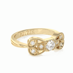Anillo de diamantes cultivados en laboratorio de 18 quilates con corte brillante redondo para mujer