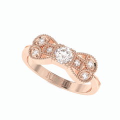 Anillo de diamantes cultivados en laboratorio de 18 quilates con corte brillante redondo para mujer