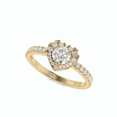 1.00 TCW Round Brilliant Cut Halo 18K Lab Grown Diamond Ring for Women