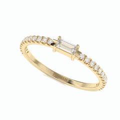 Baguette Cut Solitaire With Accents 18K Lab Grown Diamond Ring for Women