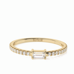 Baguette Cut Solitaire With Accents 18K Lab Grown Diamond Ring for Women