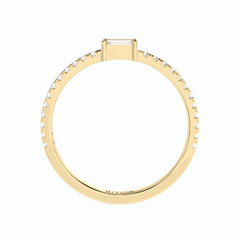 Baguette Cut Solitaire With Accents 18K Lab Grown Diamond Ring for Women