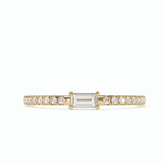 Baguette Cut Solitaire With Accents 18K Lab Grown Diamond Ring for Women