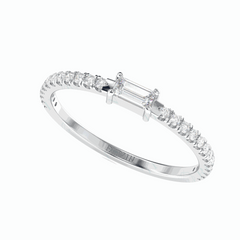 Baguette Cut Solitaire With Accents 18K Lab Grown Diamond Ring for Women