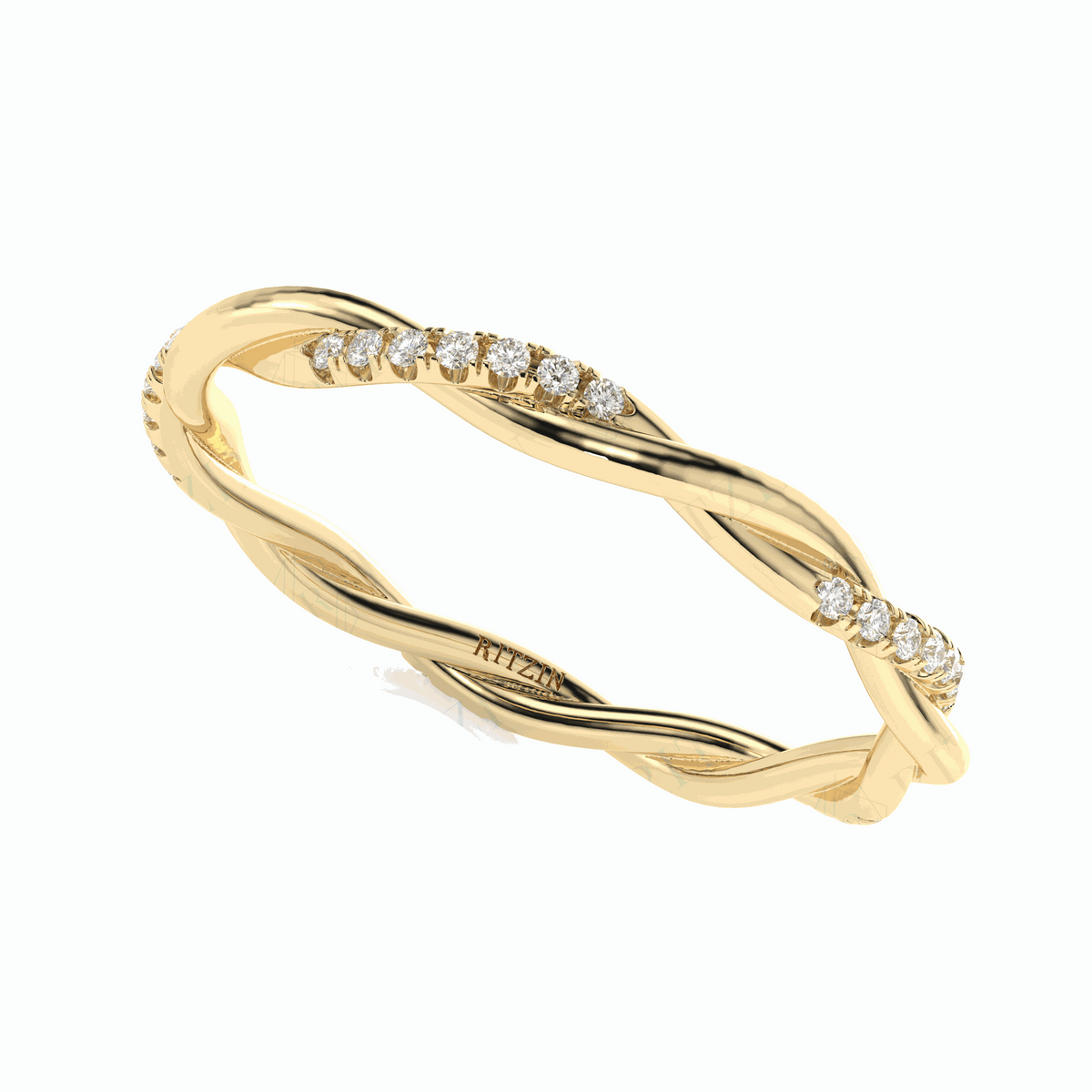 Anillo de diamantes cultivados en laboratorio de 18 quilates con corte brillante redondo y trenzado para mujer