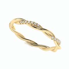 Anillo de diamantes cultivados en laboratorio de 18 quilates con corte brillante redondo y trenzado para mujer