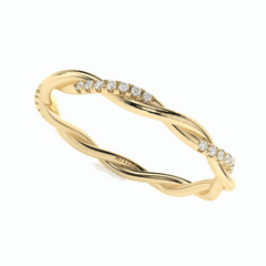 Anillo de diamantes cultivados en laboratorio de 18 quilates con corte brillante redondo y trenzado para mujer