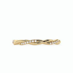 Anillo de diamantes cultivados en laboratorio de 18 quilates con corte brillante redondo y trenzado para mujer