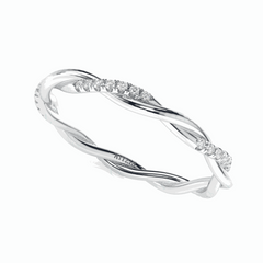 Anillo de diamantes cultivados en laboratorio de 18 quilates con corte brillante redondo y trenzado para mujer