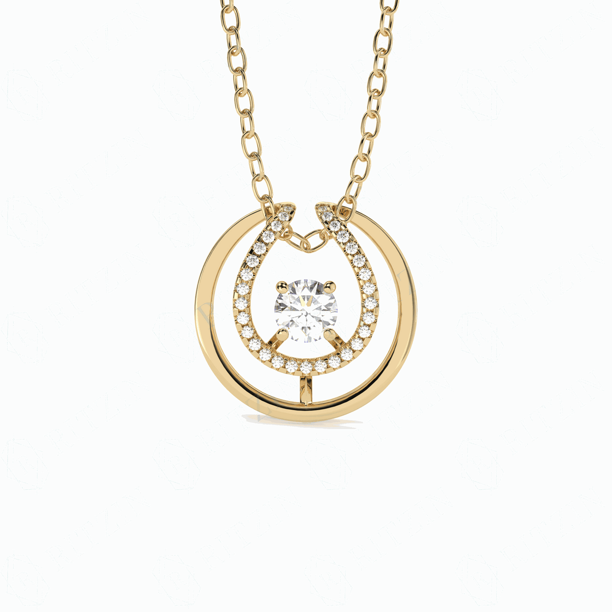 Round Brilliant Cut Charm 10K Lab Grown Diamond Pendant for Women