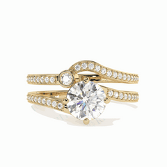 1.25 TCW Round Brilliant Cut Bridal Set 18K Lab Grown Diamond Ring for Women