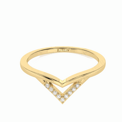 Anillo de diamantes cultivados en laboratorio de 18 quilates con corte brillante redondo Chevron para mujer