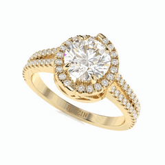 Anillo nupcial de diamantes cultivados en laboratorio de 18 quilates con corte brillante redondo de 1,50 TCW para mujer
