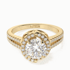 Anillo nupcial de diamantes cultivados en laboratorio de 18 quilates con corte brillante redondo de 1,50 TCW para mujer