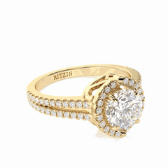 Anillo nupcial de diamantes cultivados en laboratorio de 18 quilates con corte brillante redondo de 1,50 TCW para mujer