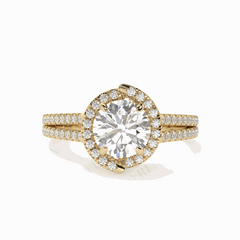 Anillo nupcial de diamantes cultivados en laboratorio de 18 quilates con corte brillante redondo de 1,50 TCW para mujer