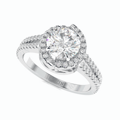 Anillo nupcial de diamantes cultivados en laboratorio de 18 quilates con corte brillante redondo de 1,50 TCW para mujer