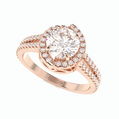 Anillo nupcial de diamantes cultivados en laboratorio de 18 quilates con corte brillante redondo de 1,50 TCW para mujer