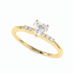 0.60 TCW Heart Cut Solitaire With Accents 18K Lab Grown Diamond Ring for Women