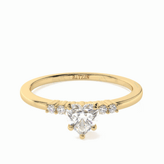 0.60 TCW Heart Cut Solitaire With Accents 18K Lab Grown Diamond Ring for Women