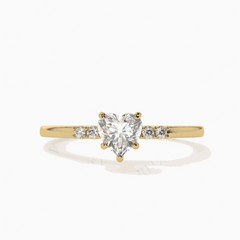 0.60 TCW Heart Cut Solitaire With Accents 18K Lab Grown Diamond Ring for Women