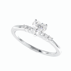 0.60 TCW Heart Cut Solitaire With Accents 18K Lab Grown Diamond Ring for Women