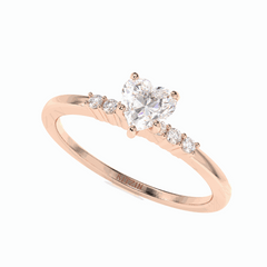 0.60 TCW Heart Cut Solitaire With Accents 18K Lab Grown Diamond Ring for Women