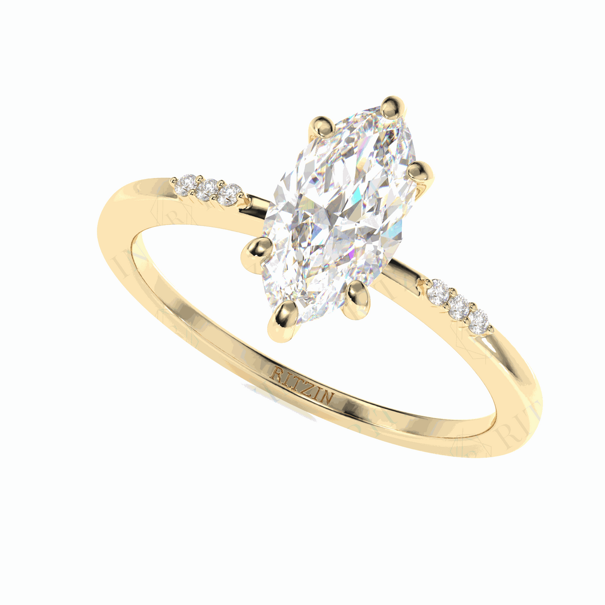 1.00 TCW Marquise Cut Solitaire With Accents 18K Lab Grown Diamond Ring for Women