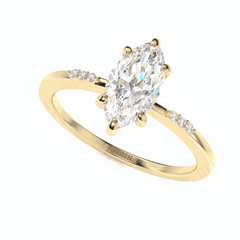 1.00 TCW Marquise Cut Solitaire With Accents 18K Lab Grown Diamond Ring for Women