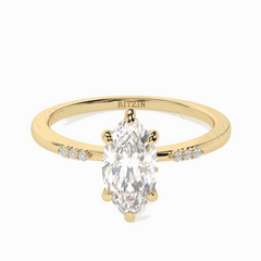1.00 TCW Marquise Cut Solitaire With Accents 18K Lab Grown Diamond Ring for Women