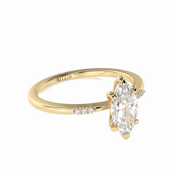 1.00 TCW Marquise Cut Solitaire With Accents 18K Lab Grown Diamond Ring for Women