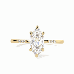 1.00 TCW Marquise Cut Solitaire With Accents 18K Lab Grown Diamond Ring for Women