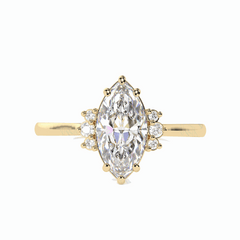 1.00 TCW Marquise Cut Cluster 18K Lab Grown Diamond Ring for Women