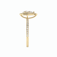 1.50 TCW Pear Cut Halo 18K Lab Grown Diamond Ring for Women