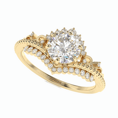 1.10 TCW Round Brilliant Cut Solitaire With Accents 18K Lab Grown Diamond Ring for Women