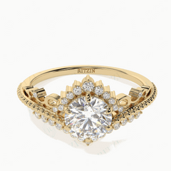 1.10 TCW Round Brilliant Cut Solitaire With Accents 18K Lab Grown Diamond Ring for Women
