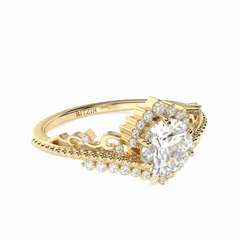 1.10 TCW Round Brilliant Cut Solitaire With Accents 18K Lab Grown Diamond Ring for Women